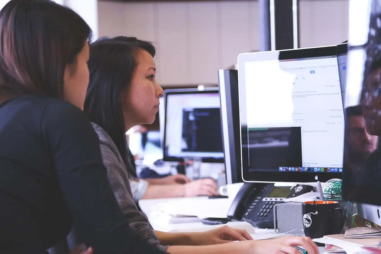 Illustration office workers in open space